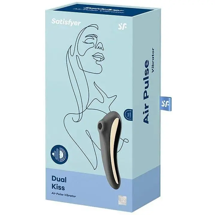 Вакуумный стимулятор с вибрацией Satisfyer Dual Kiss Чорний - фото 5