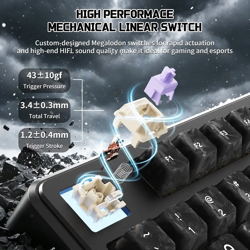 Клавіатура Attack Shark X87 Ultra RGB Meg Shark Switches Wireless Forged Carbon (AS-6979033730243-FC) [176651] - фото 10