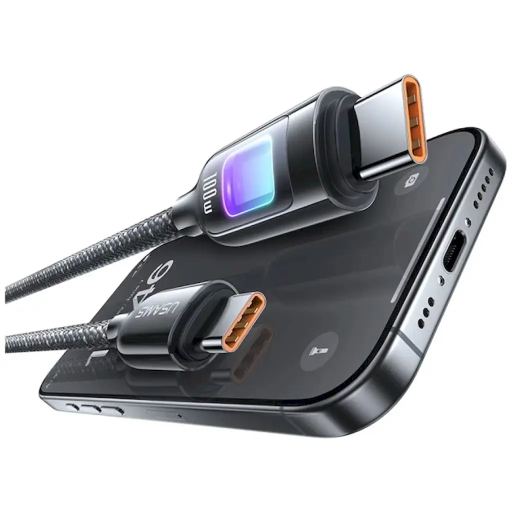 Кабель Usams TC Series USB-C to USB-C 100W, 1,2 м SJ750USB01 Tarnish (6958444992914) - фото 2