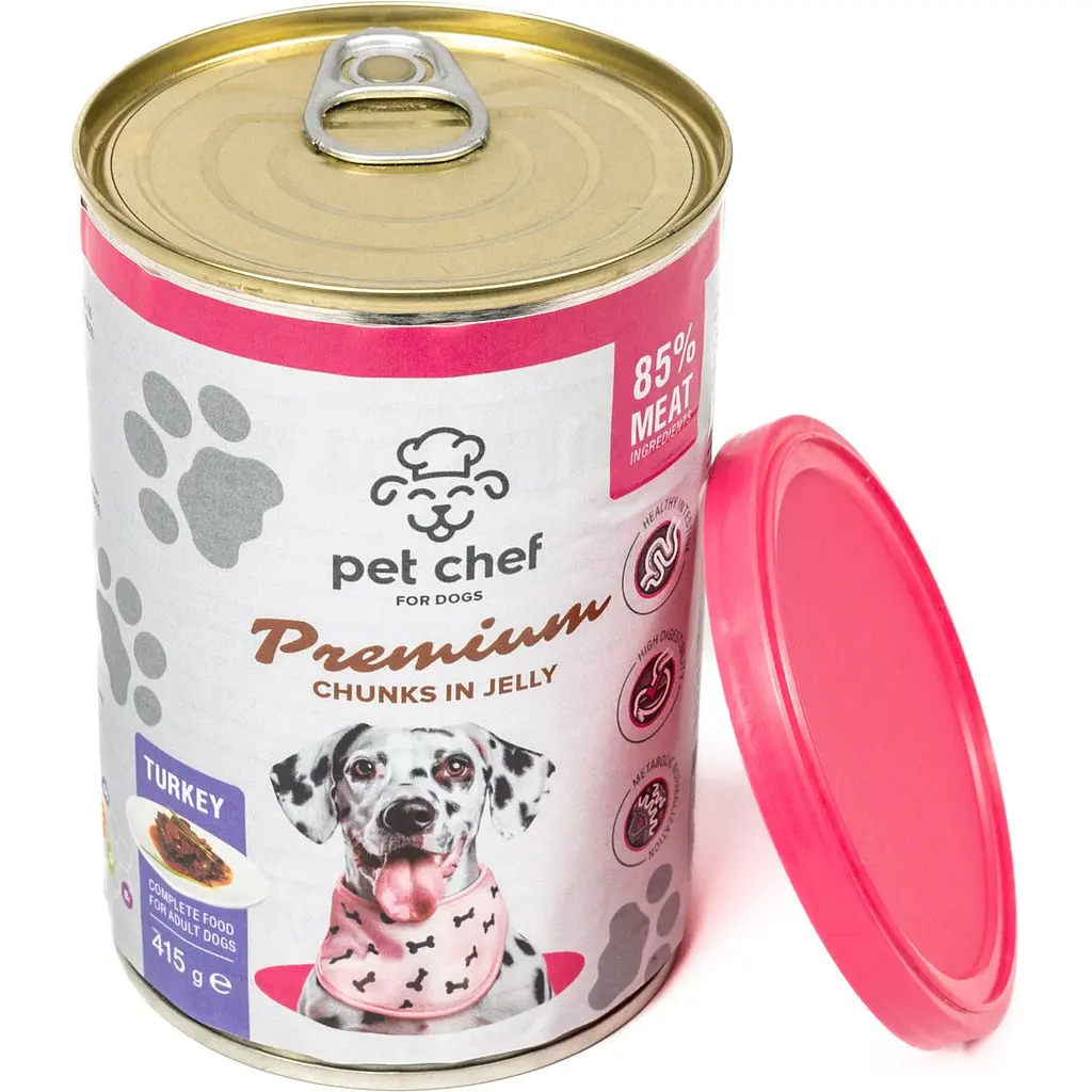 Вологий корм для дорослих собак Pet Chef Шматочки в желе з індичкою 415 г - фото 3