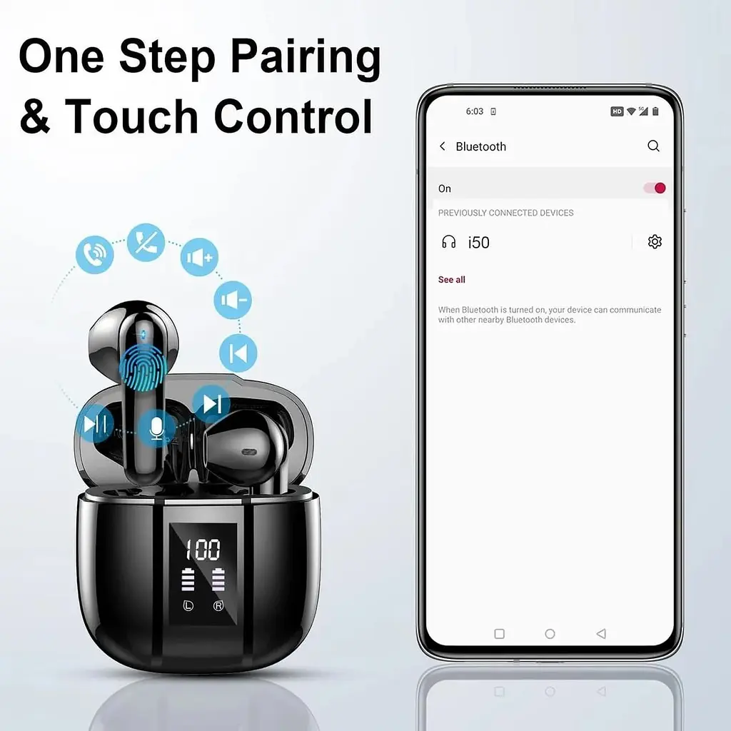 Бездротові навушники Renimer Bluetooth 5.3 з мікрофоном ENC - фото 6