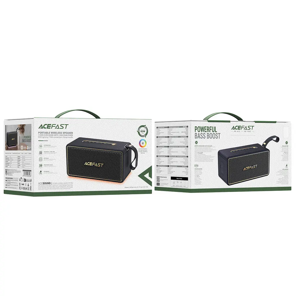 Колонка портативная Acefast K3 Max portable wireless speaker 80w черная - фото 2