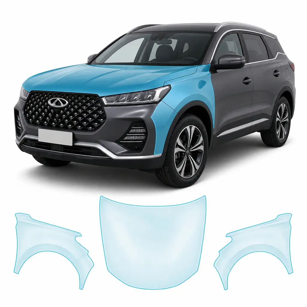 Антигравійна захисна бронеплівка за лекалами для Chery Tiggo 7 Pro I 2020-2022 - капот і передні крила