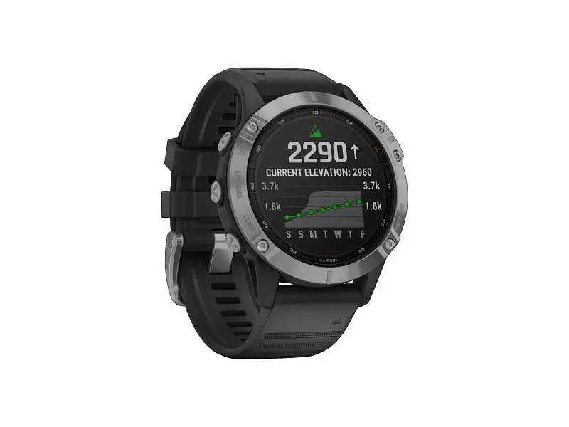 Смарт-годинник Garmin Fenix 6 Solar Silver with black band (010-02410-00) - фото 2