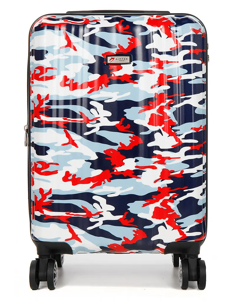 Валіза Малий (S) Полікарбонат під Ручну поклажу Airtex 960 Camo 35 л 54x35x20 см Мілітарі червоний - фото 3