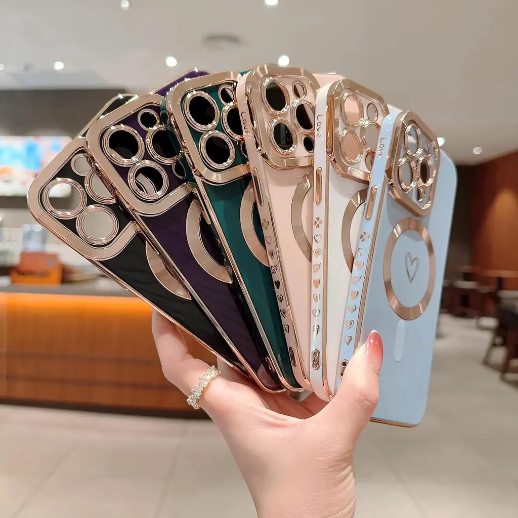HZLFCZL Магнітний чохол для iPhone 14 Pro Max, сумісний з чохлом для мобільного телефону Magsafe Cute Heart Girl - фото 6
