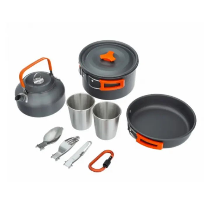 Набір туристичного посуду Camping Cooking, алюміній, з карабіном - фото 3