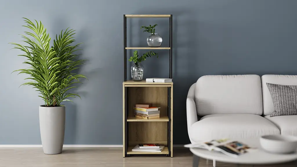 Стіл-тумба трансформер Смарт 3/1 з етажеркою Ferrum-decor 1430x1450x500 Чорний метал ДСП Дуб Сонома 16 мм (FRD-105112) - фото 10