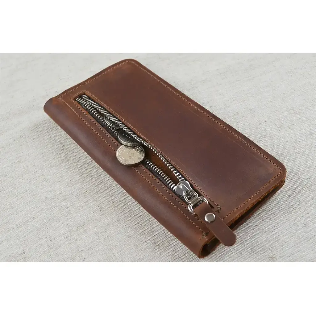 Кошелек-купюрник Crazy Horse тонкий мужской коньячный - фото 2