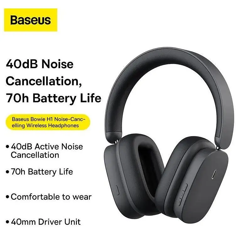 Навушники Baseus Bowie Noise-Cancelling Wireless Headphones H1 (NGTW230013) сірі - фото 4