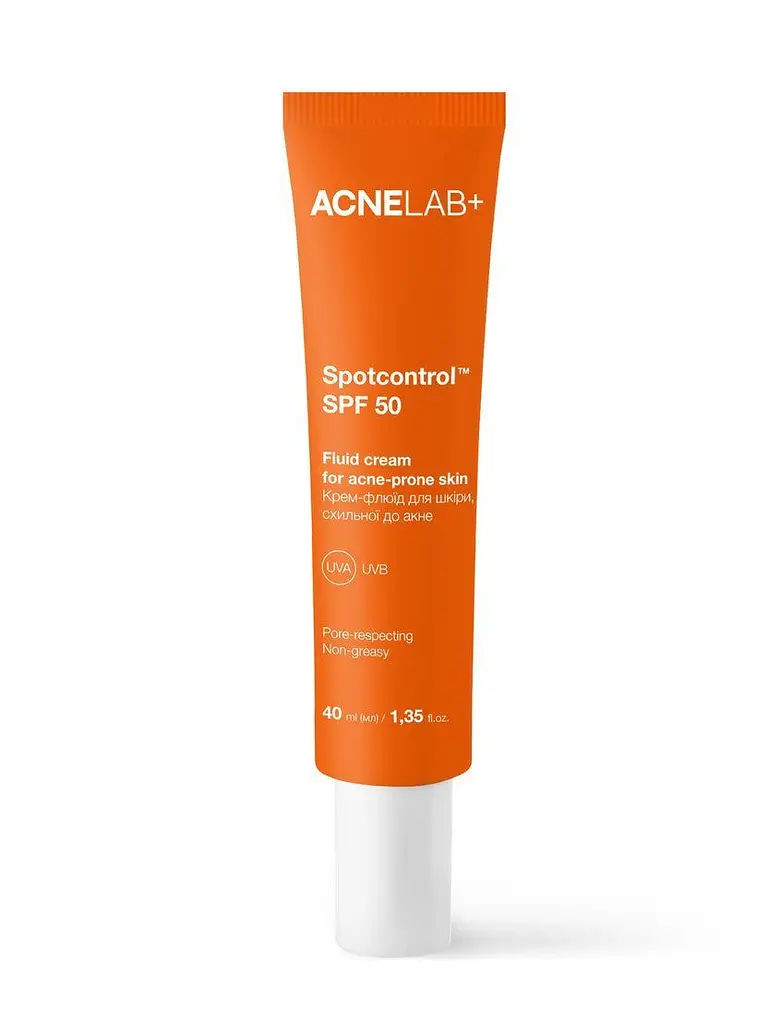 Крем-флюїд SPF 50 для шкіри, схильної до акне ACNELAB+ Spotcontrol, 40 мл