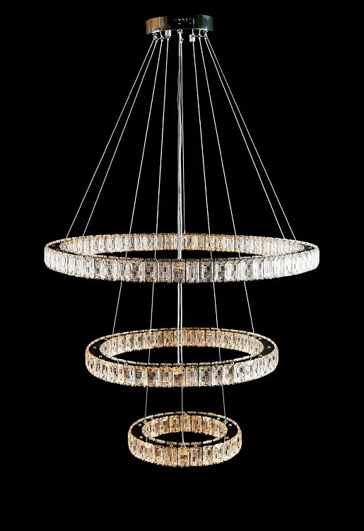 Світлодіодна люстра Splendid Ray L50603/70+50+30/3 LED з кришталем, хром, 160 Вт, з пультом і димером - фото 5