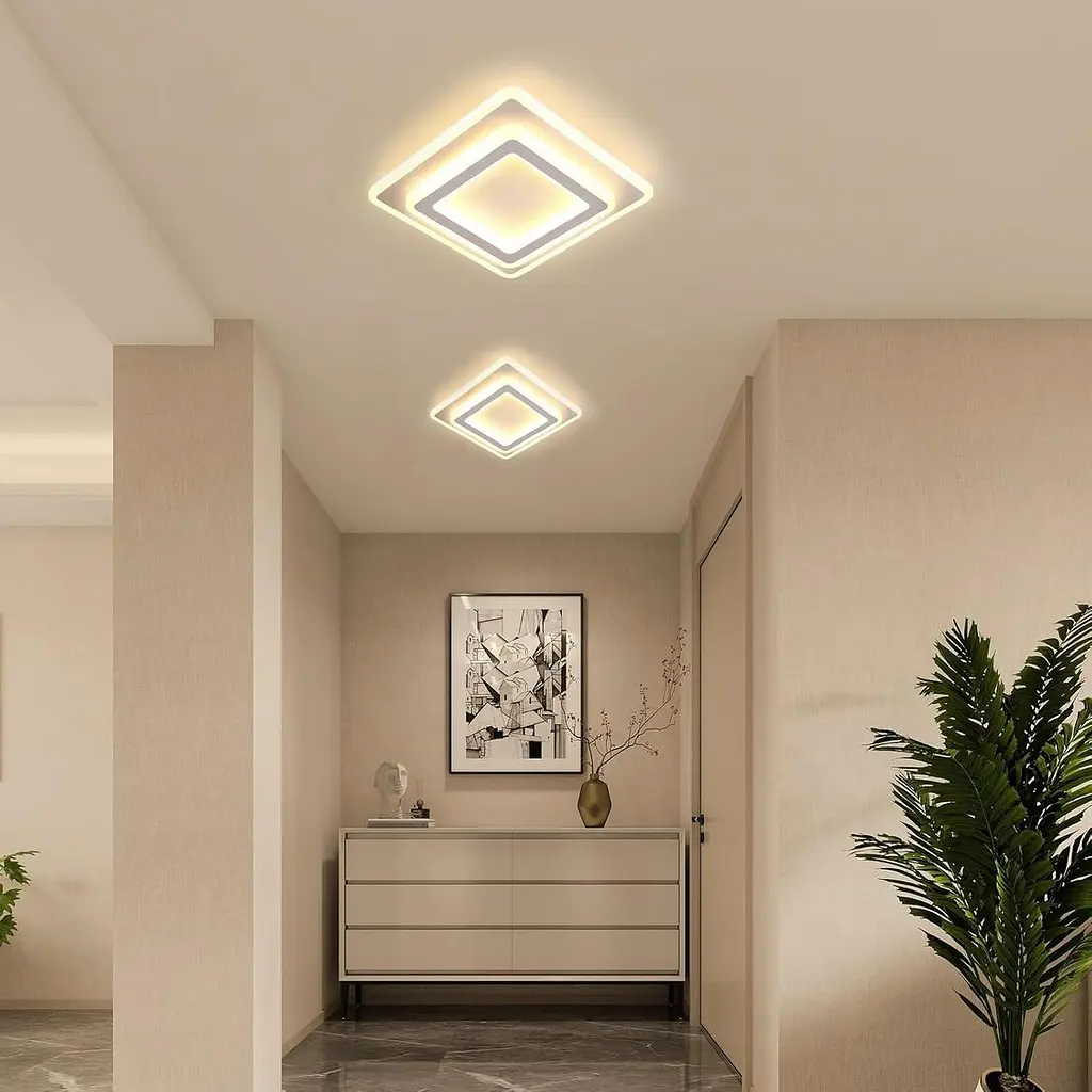 Toolight LED Стельовий світильник Square, 44W 4950LM Сучасний акриловий світлодіодний стельовий світильник білого кольору, яскраві - фото 4