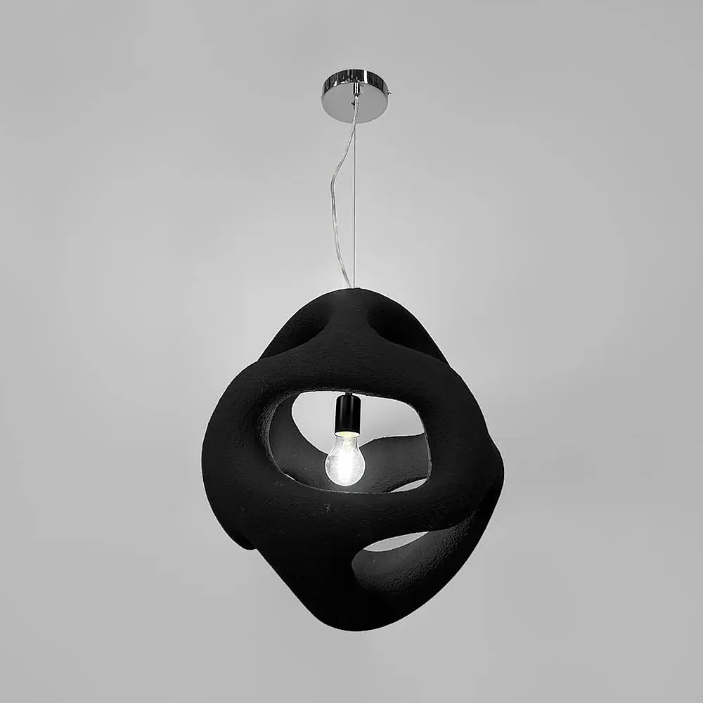 Гіпсовий світильник у чорному кольрі Ø 50 см | Арт. MJ34-450*500 BK | Line F - фото 2