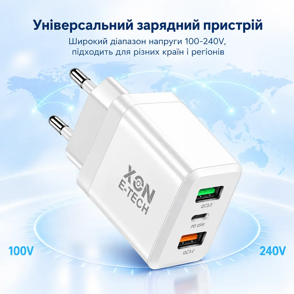 Зарядний пристрій XON PowerCharge 45W (PD25) USB Type-C (PCWA045025A2С1W 6082) Білий - фото 3