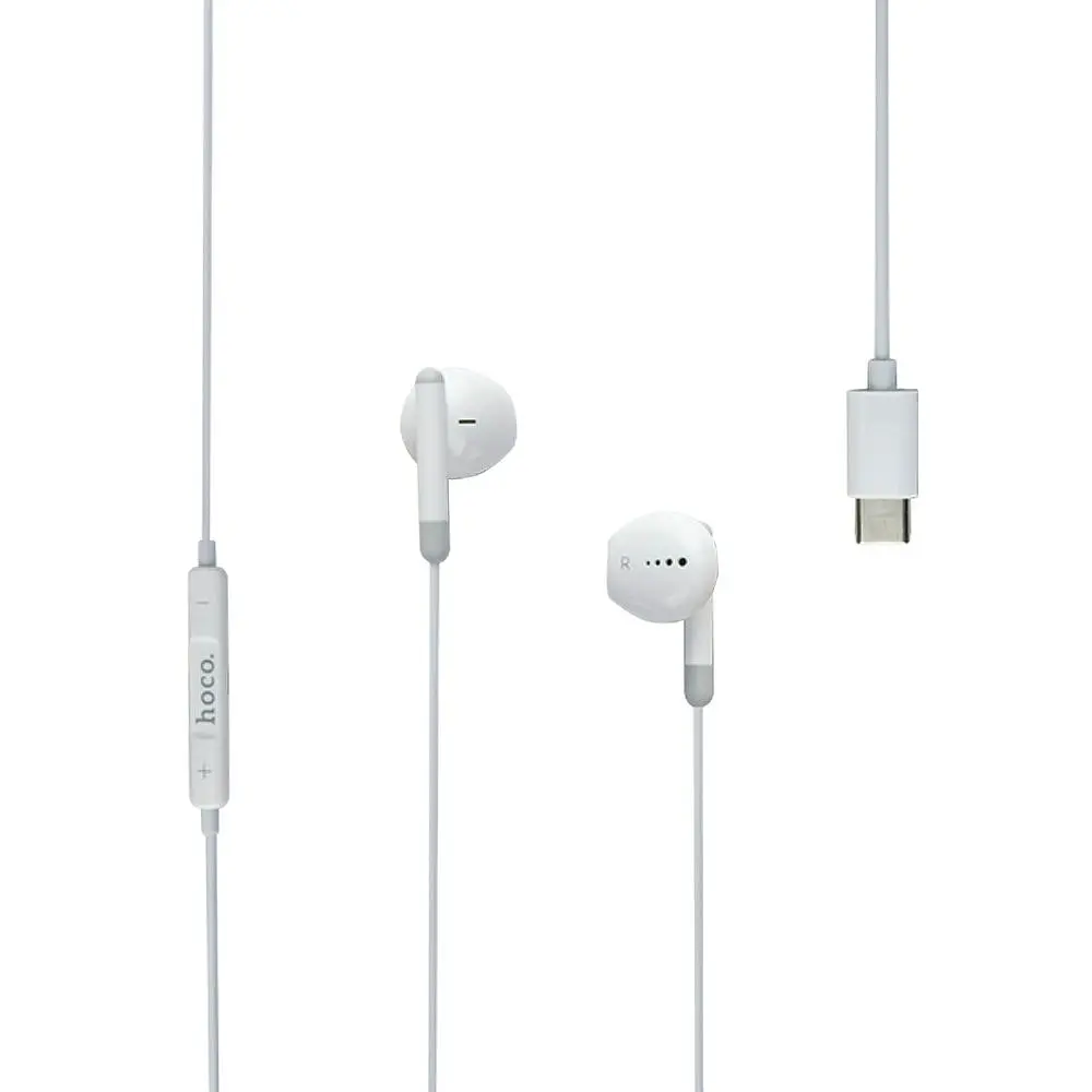 Дротові навушники Type-C Hoco M93 Stereo вакуумні з мікрофоном 1.2m White - фото 2