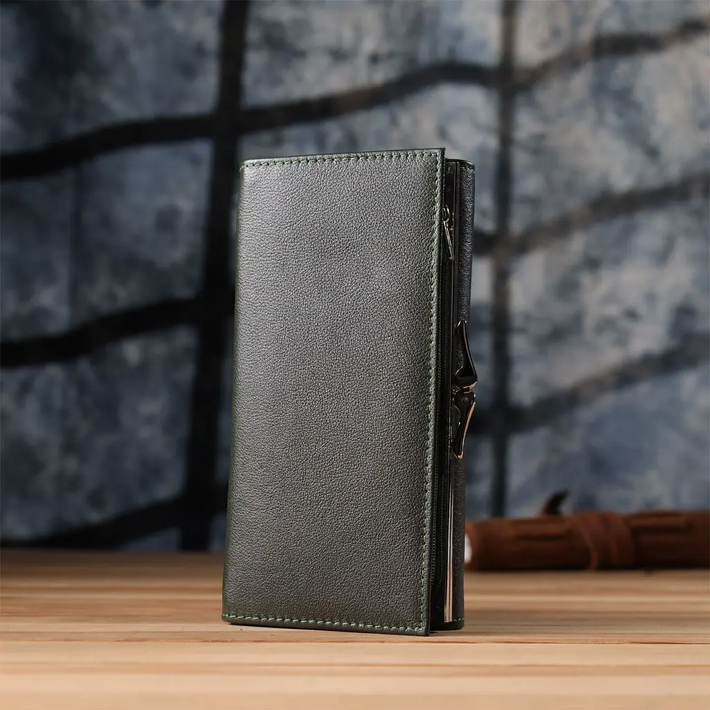 Місткий жіночий гаманець на магнітах із натуральної шкіри ST Leather 23115 зелений - фото 10