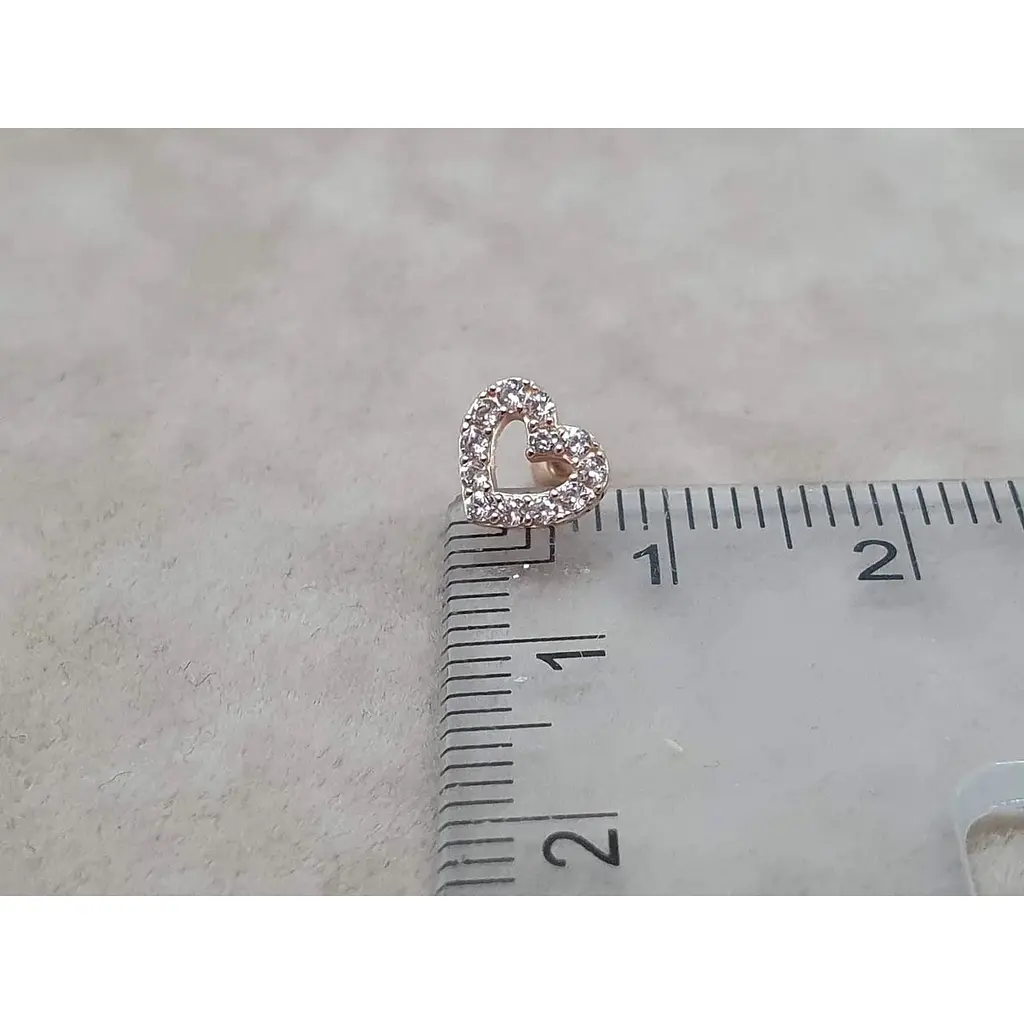 Золота сережка для пірсингу хелікса Ірій Сердечко з фіанітами. З40104ШТ - фото 4