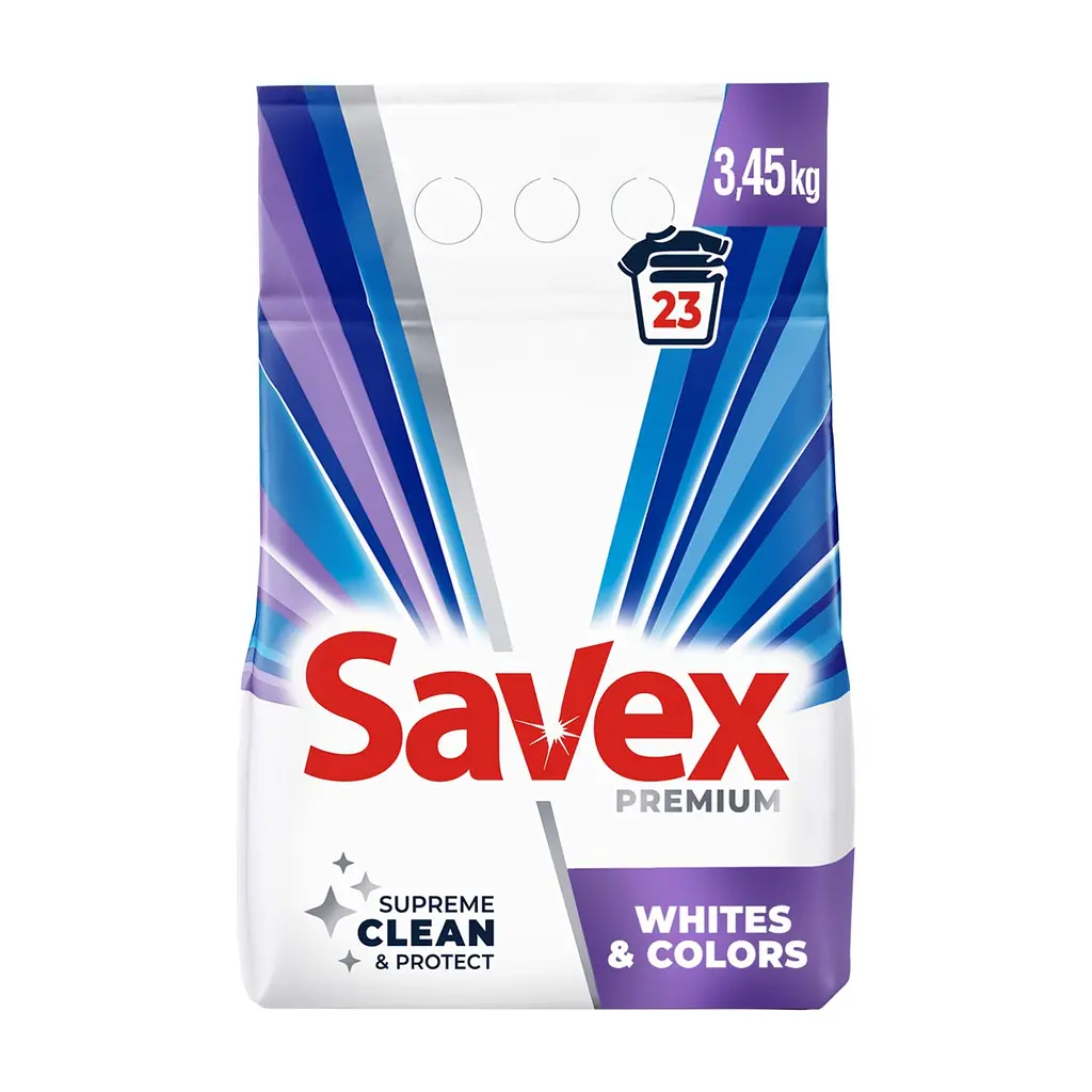 Пральний порошок Savex Premium Whites & Colors 3.45 кг (3800024047916)