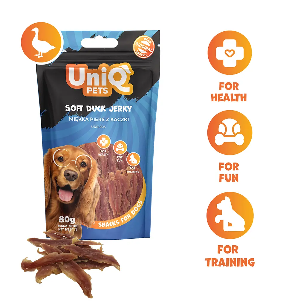 Ласощі для собак UniQ PETS М'яке в'ялене качине м'ясо, 80 г - фото 2