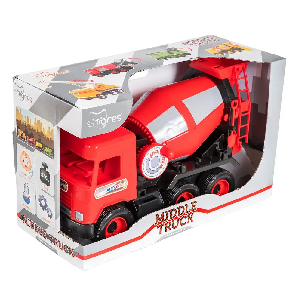 Машинка Tigres Middle Truck Бетонозмішувач червона (39489) - фото 4