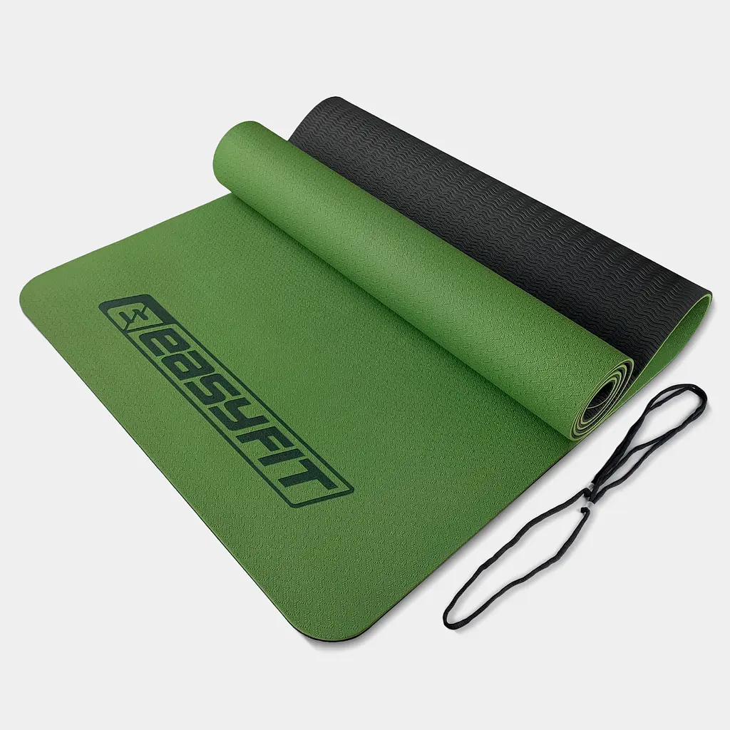 Килимок для йоги та фітнесу EasyFit TPE+TC 6мм двошаровий зелений-чорний (EF-1924-GNBK) - фото 2