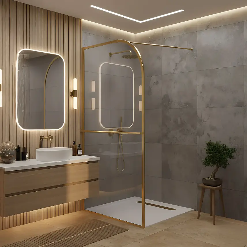 Душова стінка Rea Sky 100x200 см brushed gold KPL-K4330 - фото 2