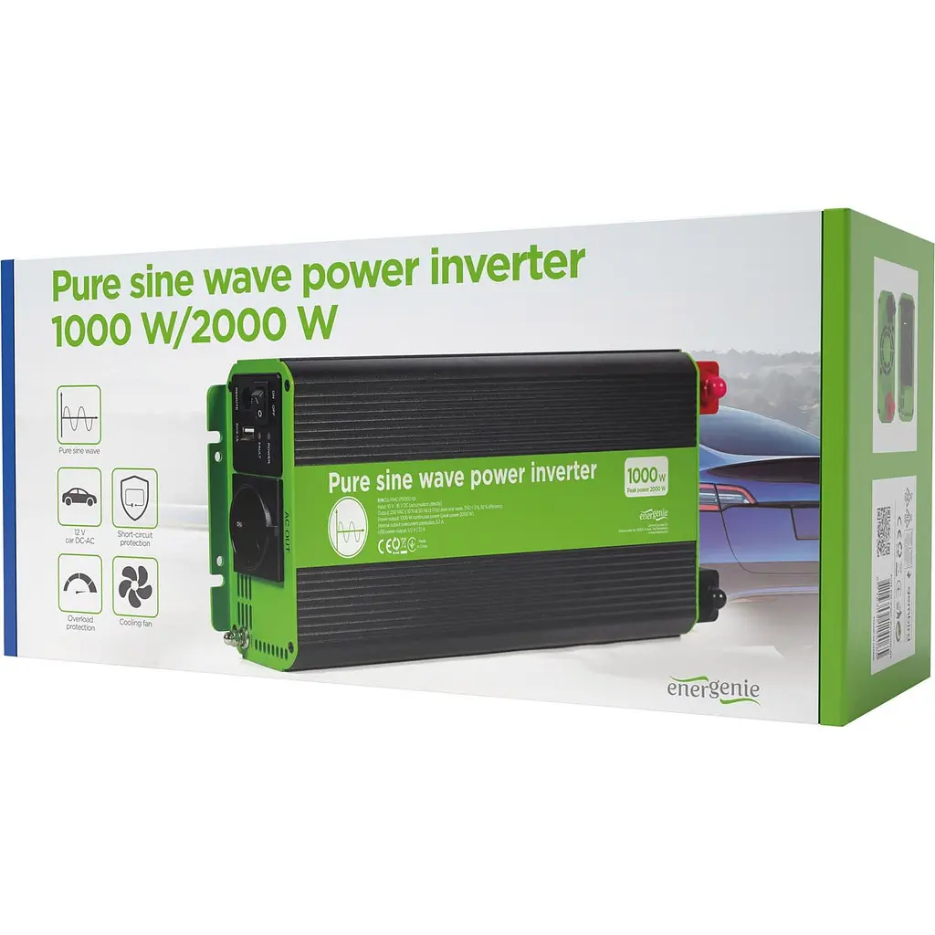 Інвертор EnerGenie 12V/230V 1000W (2000W peak power) чиста синусоїда (EG-PWC-PS1000-01 1000 Вт (EG-PWC-PS1000-01) - фото 8