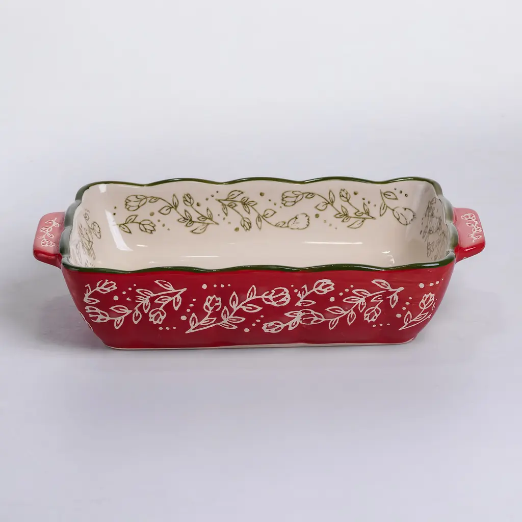 Форма для выпечки Vintage 23×14×5 (см) прямоугольная форма для выпечки в духовке с ручками Красный Yiwu HM05-09 - фото 2