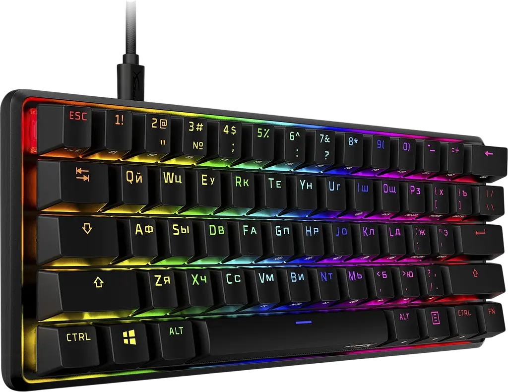 Клавіатура HyperX Alloy Origins 60 Red UA RGB Black (4P5N4AA) - фото 2