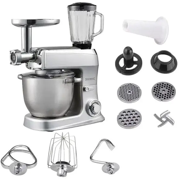 Кухонный комбайн Royalty Line PKM 2100BG 2100 Вт чаша 7.5 л нержавеющая сталь блендер + мясорубка серебристый - фото 3