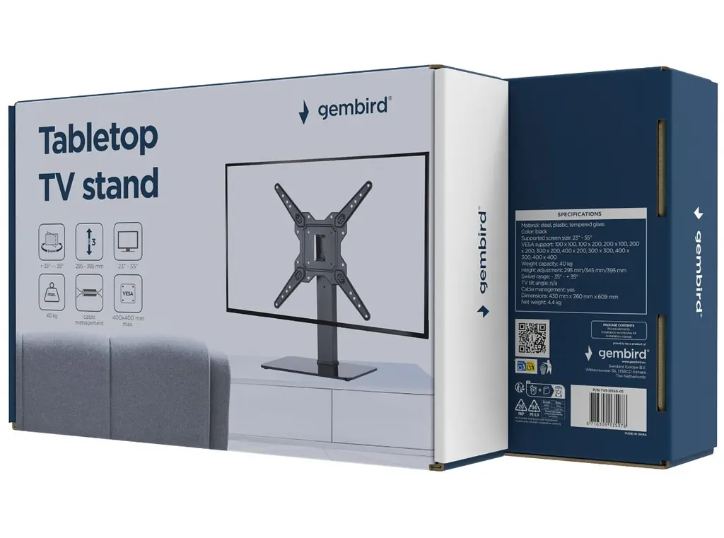 Настольная подставка под телевизор Gembird TVSD55S01 23-55 дюйма Black - фото 8