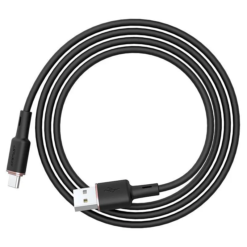 Кабель Acefast C2-04 USB to Type-C 3A 1.2 м silicone zinc connectors черный - фото 3