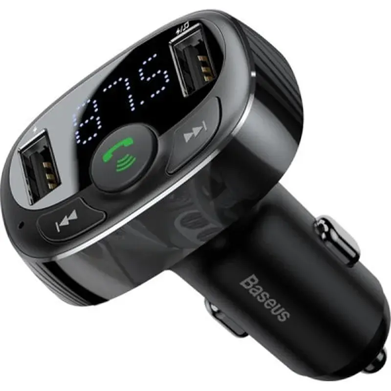 FM модулятор Baseus T Shaped S-09A 2 х USB Type-A, microSD Black (CCMT000001) - фото 2