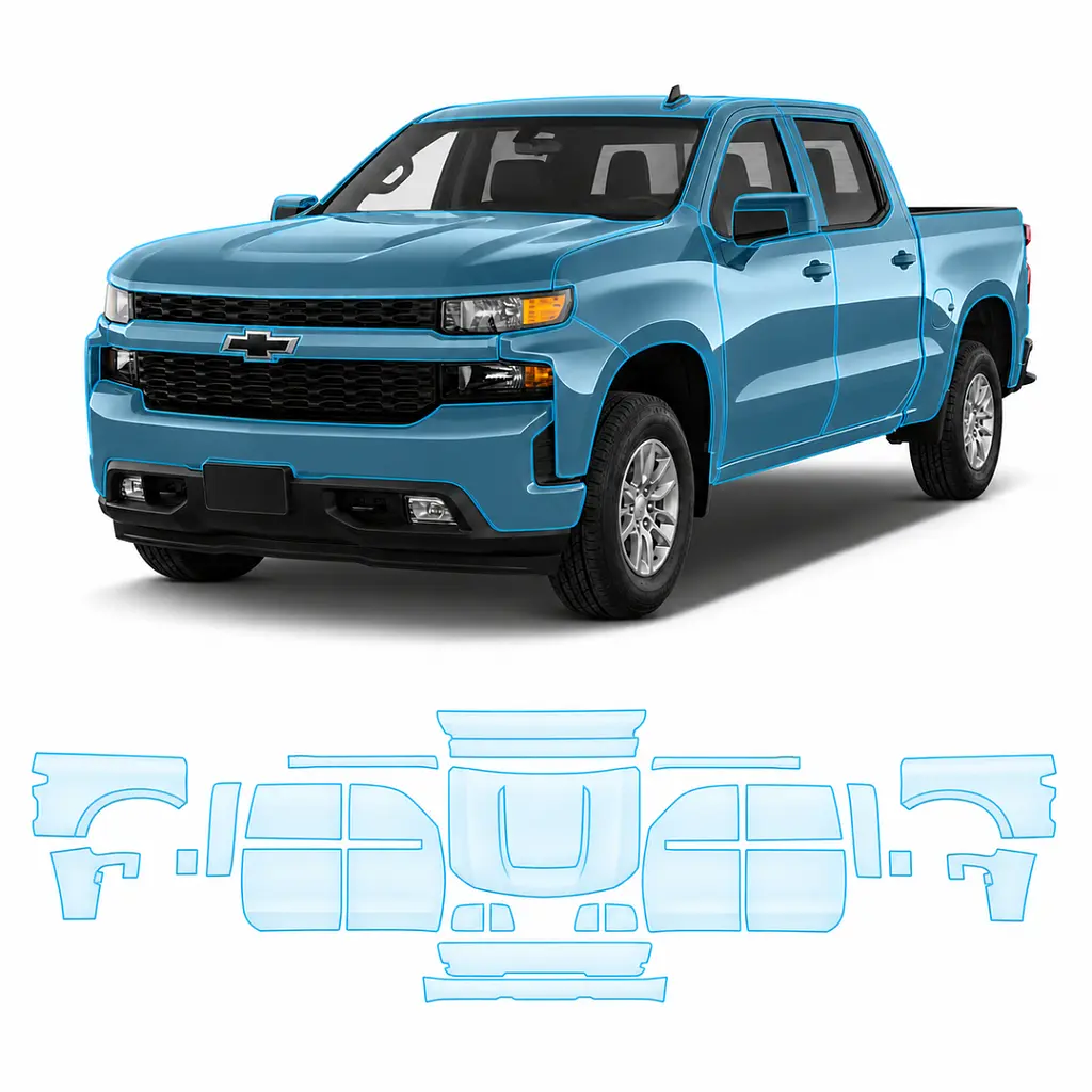 Антигравійна захисна бронеплівка за лекалами для Chevrolet Silverado IV 2019-2021 - повний кузов