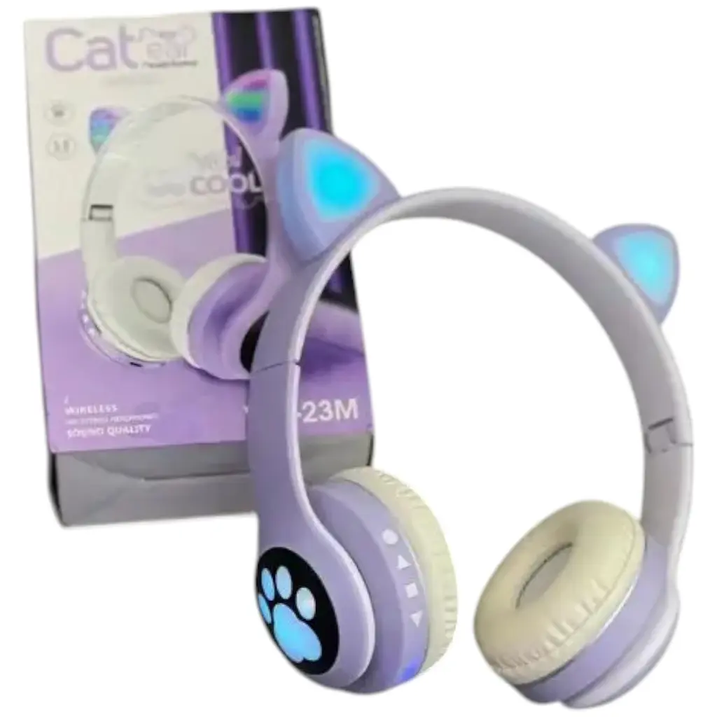 Бездротові дитячі навушники Cat Ear VZV-23M Bluetooth з котячими вушками бузкові - фото 3