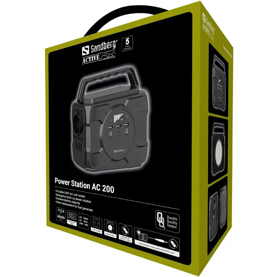 Зарядна станція Sandberg AC 200 (173 Вт/г) 200W, Type-C in/out 100W, Li-ion, ліхтарик 4Вт - фото 6