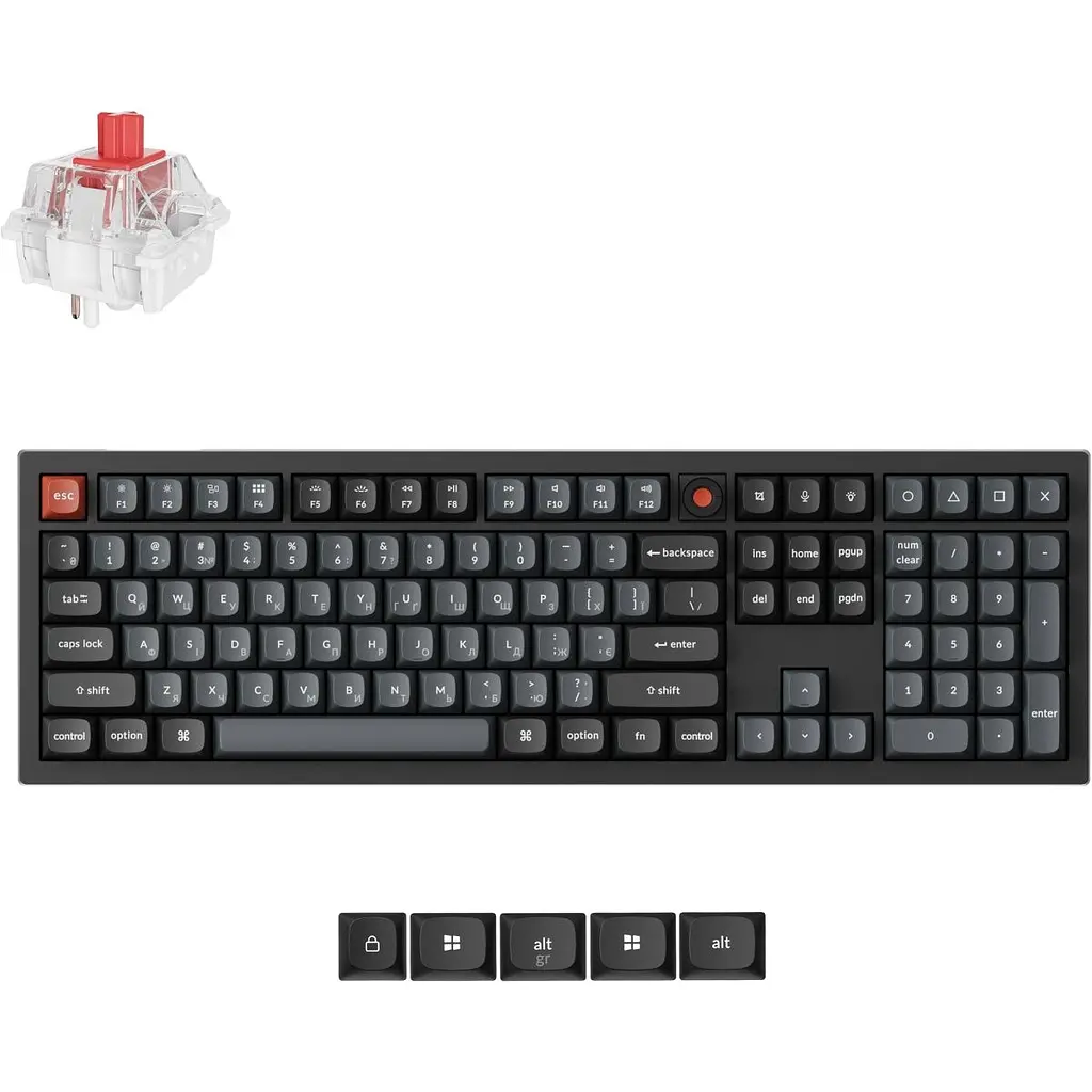 Клавіатура Keychron V6 8K Keychron Super Red Switch RGB USB UA Black (V6W-D1-UA) [168149] - фото 7