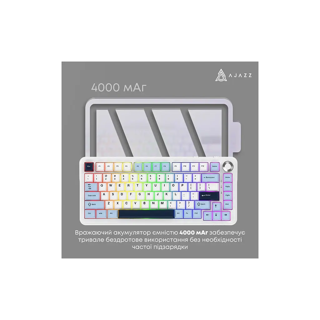 Клавіатура Ajazz AK820 MAX PLUS Daydream Switch RGB Wireless/Bluetooth/USB White (AK820MAX-DD-BWD) - фото 5
