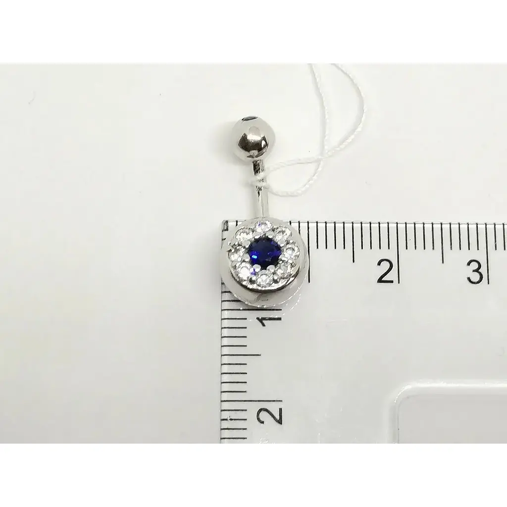 Серебряная серьга для пирсинга пупка Silvex 925 с фианитами. ПР2ФС/019 - фото 3