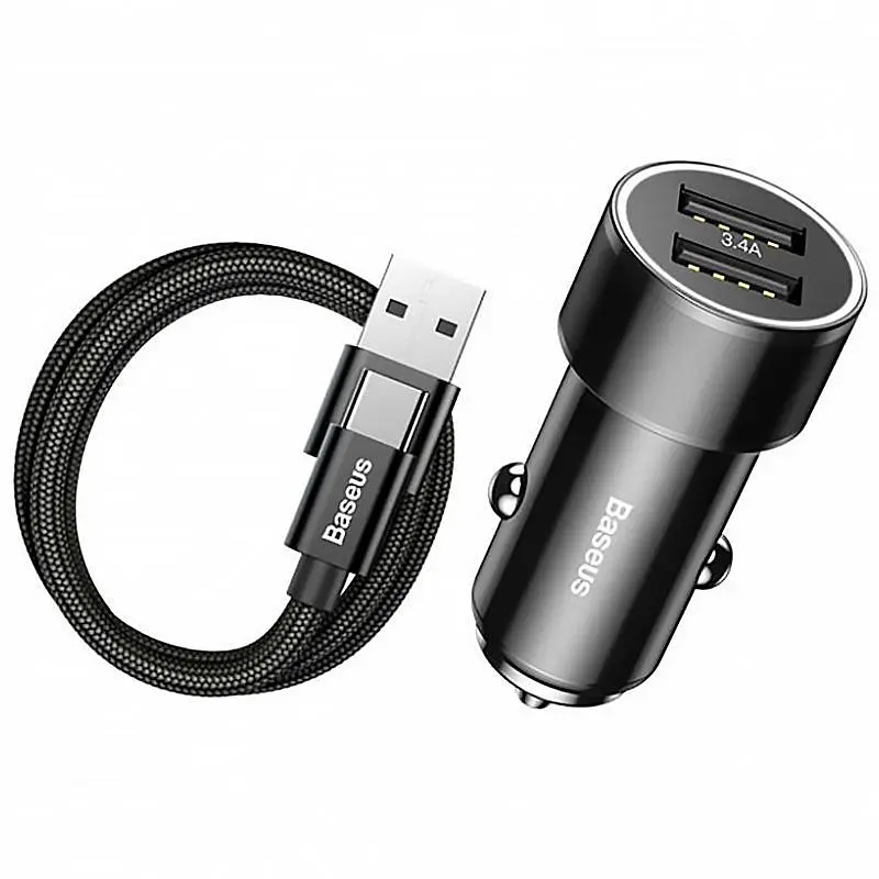 Автомобільний зарядний пристрій Baseus Small Screw with Lightning Cable 2USB 3.4A TZXLD-A01 Black - фото 4
