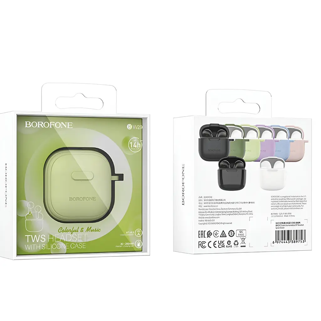 Навушники Borofone BW29 Charm true wireless BT headset Lemon Green - фото 3