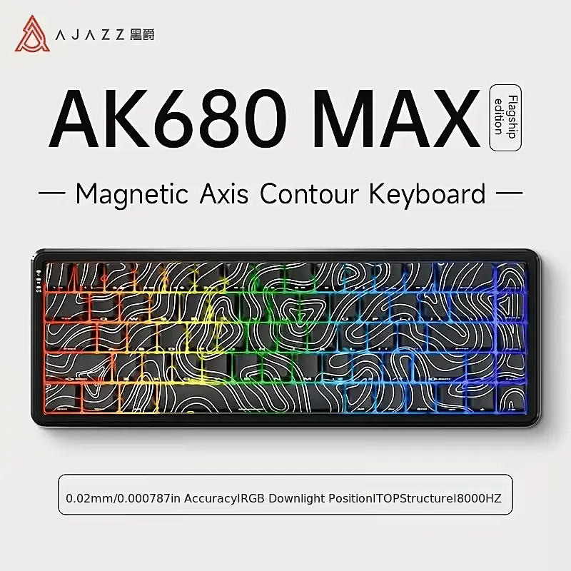 Игровая проводная магнитная клавиатура AJAZZ AK680 MAX / RGB / Magnetic Switch / 8К / Black Lines - фото 2