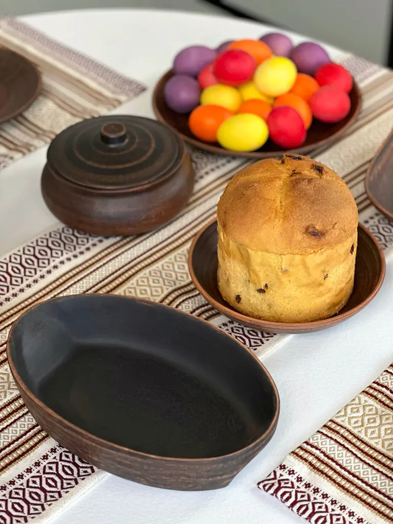 Пасхальний столовий сервіз керамічного (глиняного) посуду на 6 осіб Гладкий - фото 6