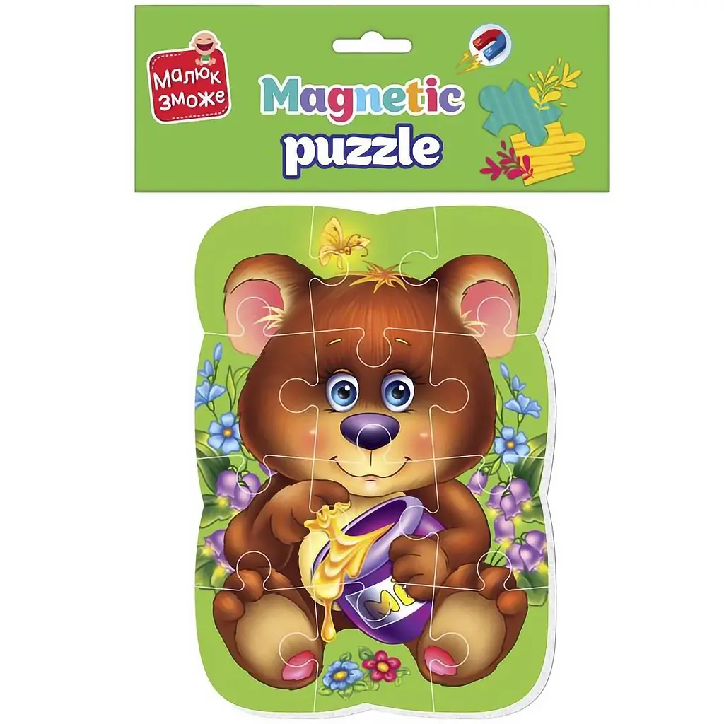 Пазлы на магните Vladi Toys Малюк зможе Медвежонок А5 12 элементов (VT3301-04) - фото 2