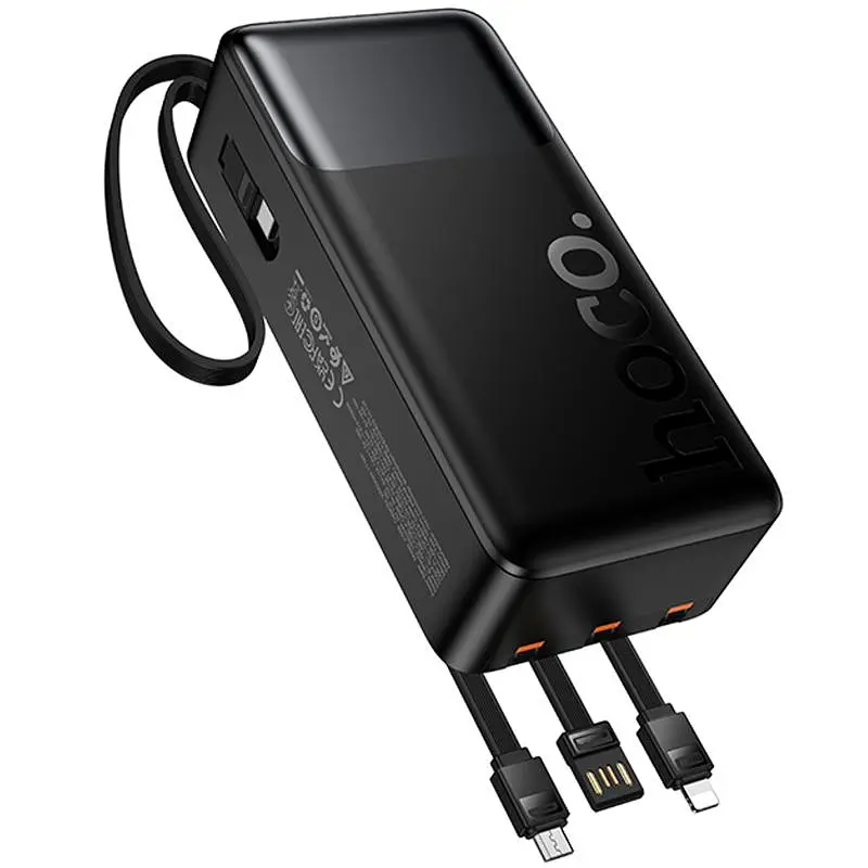 Портативний ЗП Power Bank Hoco J156B Founder 22.5W+PD20W with four cables 30000 mAh Black - фото 4