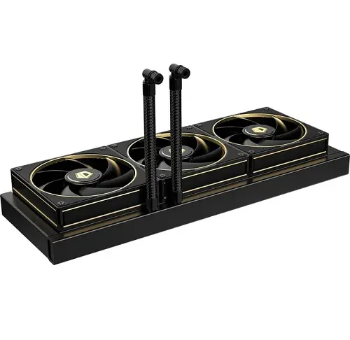 Система рідинного охолодження ID-Cooling DX360 GDL, Black/Gold, 3x AF-127-GDL, PWM, 500～2000±10%RPM, 29.9dB(A) Max, Intel: 1851/1700/1200/115x, AMD: AM4/AM5, до 350 Вт, 27 мм товщина радіатора - фото 4