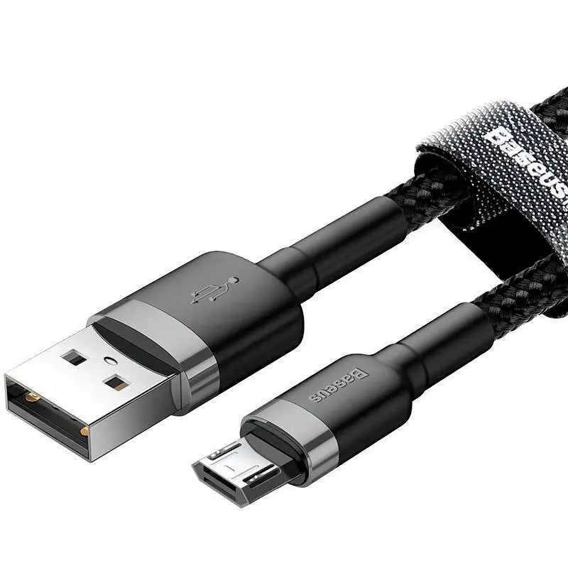 Кабель Vaseus Cafule Cable USB to MicroUSB 2.4A 2m CAMKLF-CG1 Black-Grey - фото 2