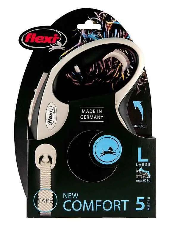 Повідець-рулетка Flexi New Comfort L для собак великих порід стрічка 5 м до 60 кг чорний - фото 2