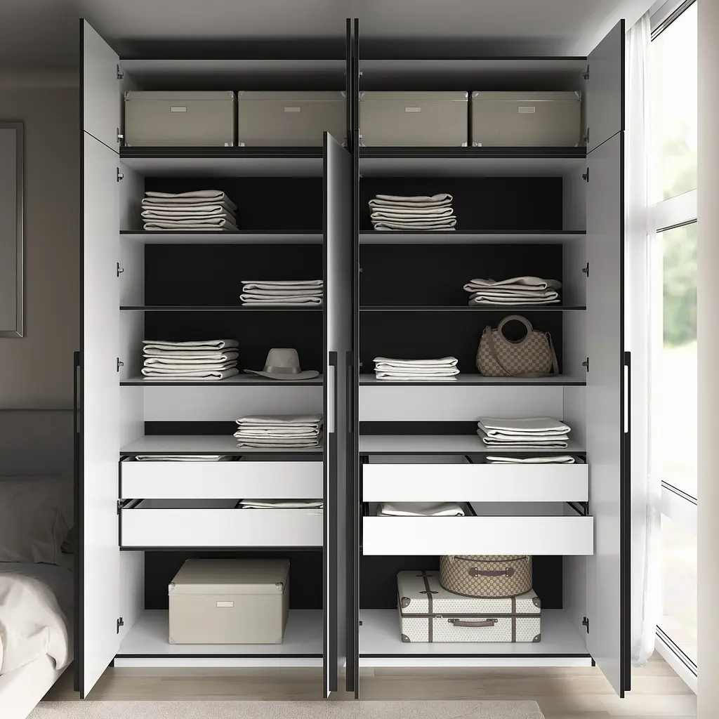 Шафа для одягу Flamecame у спальню з поличками на 4 двері FR-17 Кверкус - фото 6